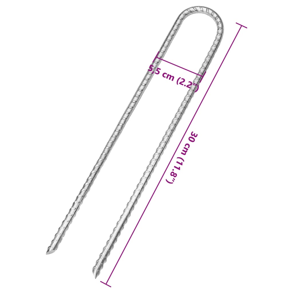Piquets de tente 6 pcs en forme de U 30 cm Ø7mm acier galvanisé Accessoires de tente vidaXL