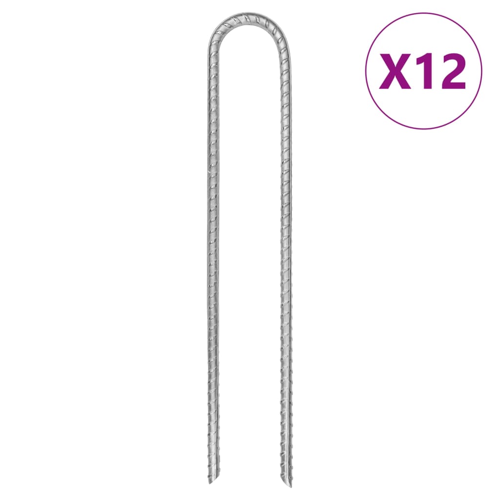 Piquets de tente 12 pcs en forme de U 30cm Ø7mm acier galvanisé Accessoires de tente vidaXL