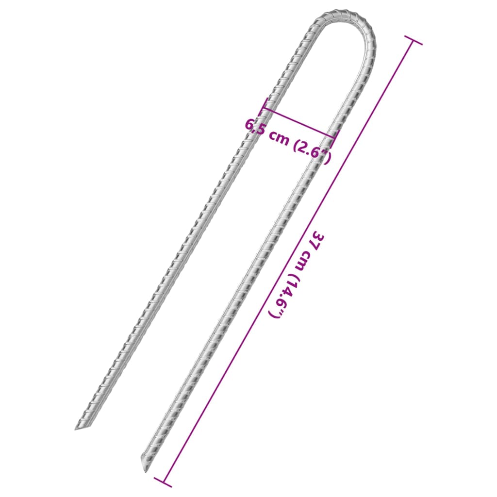 Piquets de tente 6pcs en forme de U 337cm Ø10mm acier galvanisé Accessoires de tente vidaXL