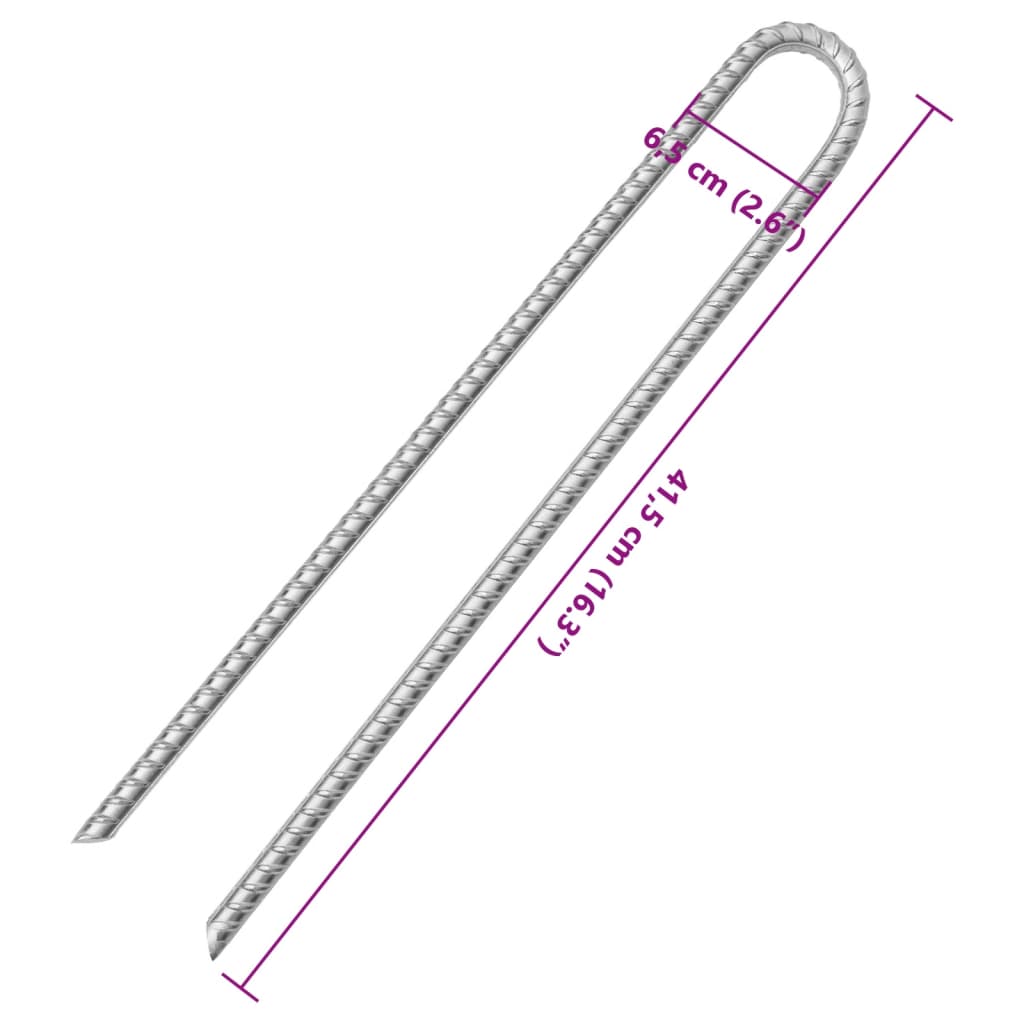 Piquets de tente 6 pcs forme de U 41,5 cm Ø12mm acier galvanisé Accessoires de tente vidaXL