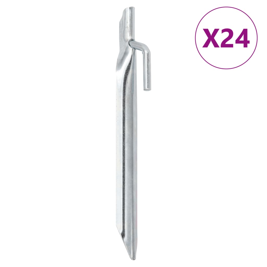 Piquets de tente 24pcs en forme de V 17cm Ø20mm acier galvanisé Accessoires de tente vidaXL