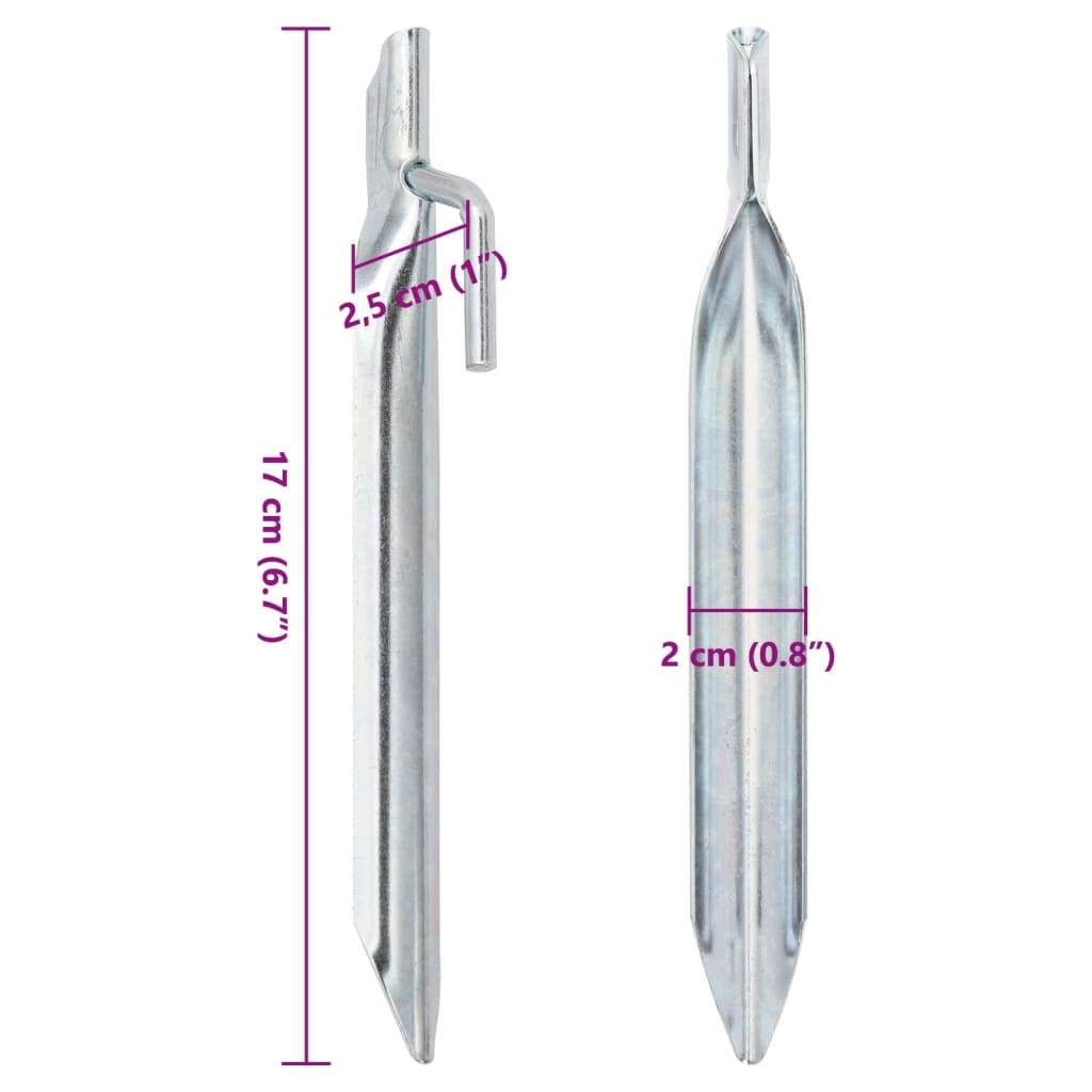 Piquets de tente 24pcs en forme de V 17cm Ø20mm acier galvanisé Accessoires de tente vidaXL