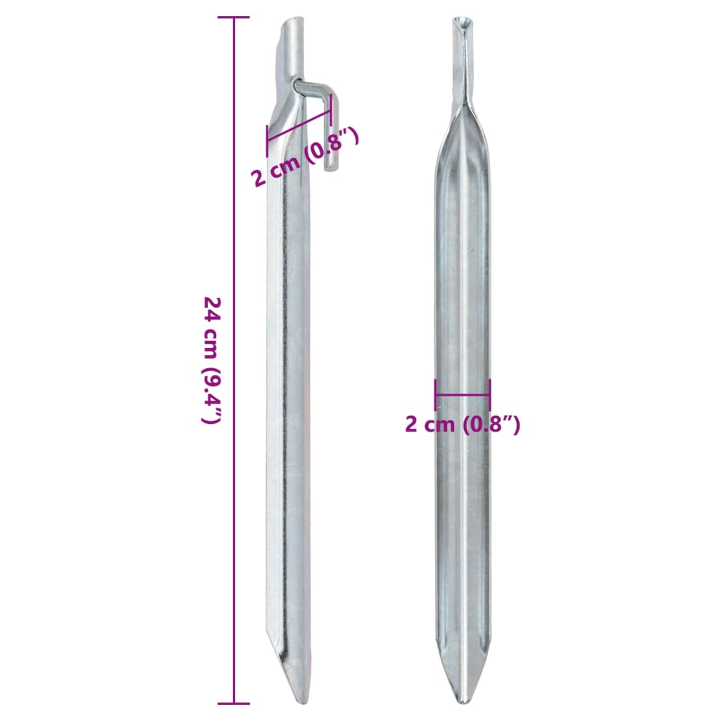 Piquets de tente 24pcs en forme de V 24cm Ø20mm acier galvanisé Accessoires de tente vidaXL