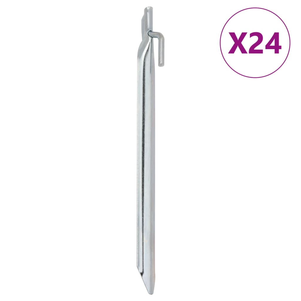Piquets de tente 24pcs en forme de V 25cm Ø20mm acier galvanisé Accessoires de tente vidaXL