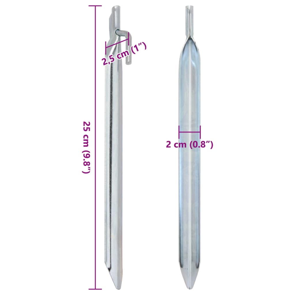 Piquets de tente 24pcs en forme de V 25cm Ø20mm acier galvanisé Accessoires de tente vidaXL