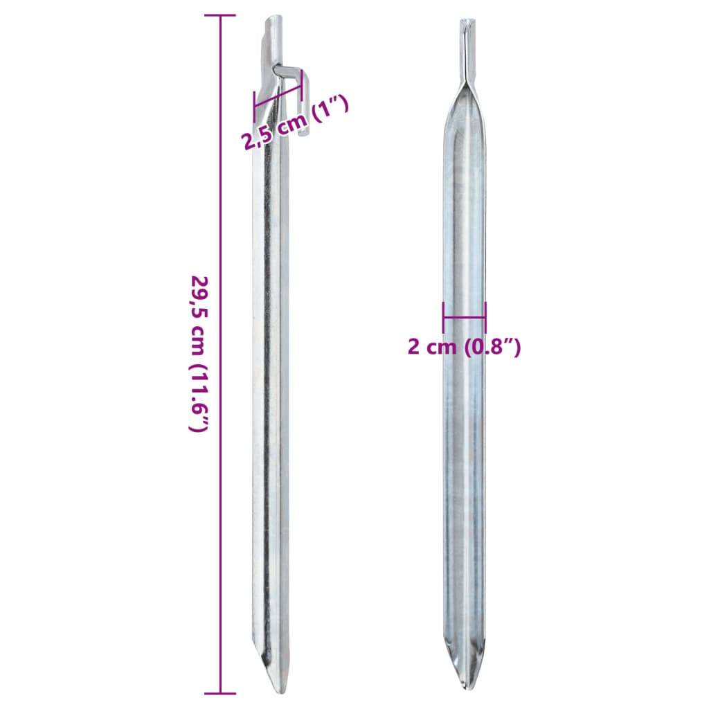 Piquets de tente 24 pcs forme de V 29,5cm Ø20mm acier galvanisé Accessoires de tente vidaXL