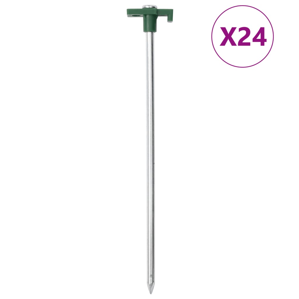 Piquets de tente 24 pcs 25 cm 7 mm acier galvanisé et PP Accessoires de tente vidaXL