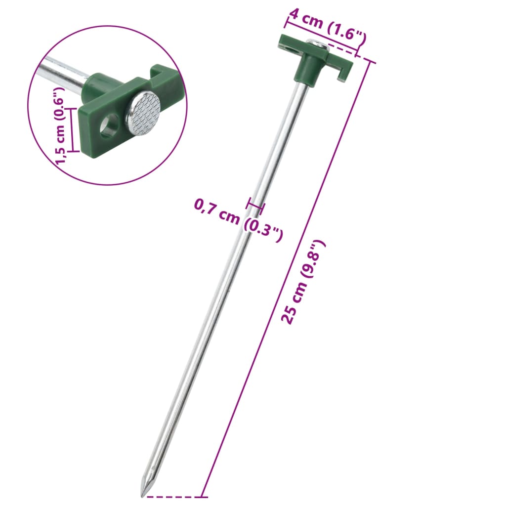 Piquets de tente 24 pcs 25 cm 7 mm acier galvanisé et PP Accessoires de tente vidaXL