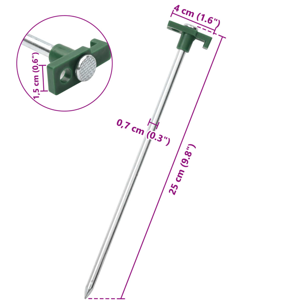Piquets de tente 12 pcs 25 cm 7 mm acier galvanisé et PP Accessoires de tente vidaXL