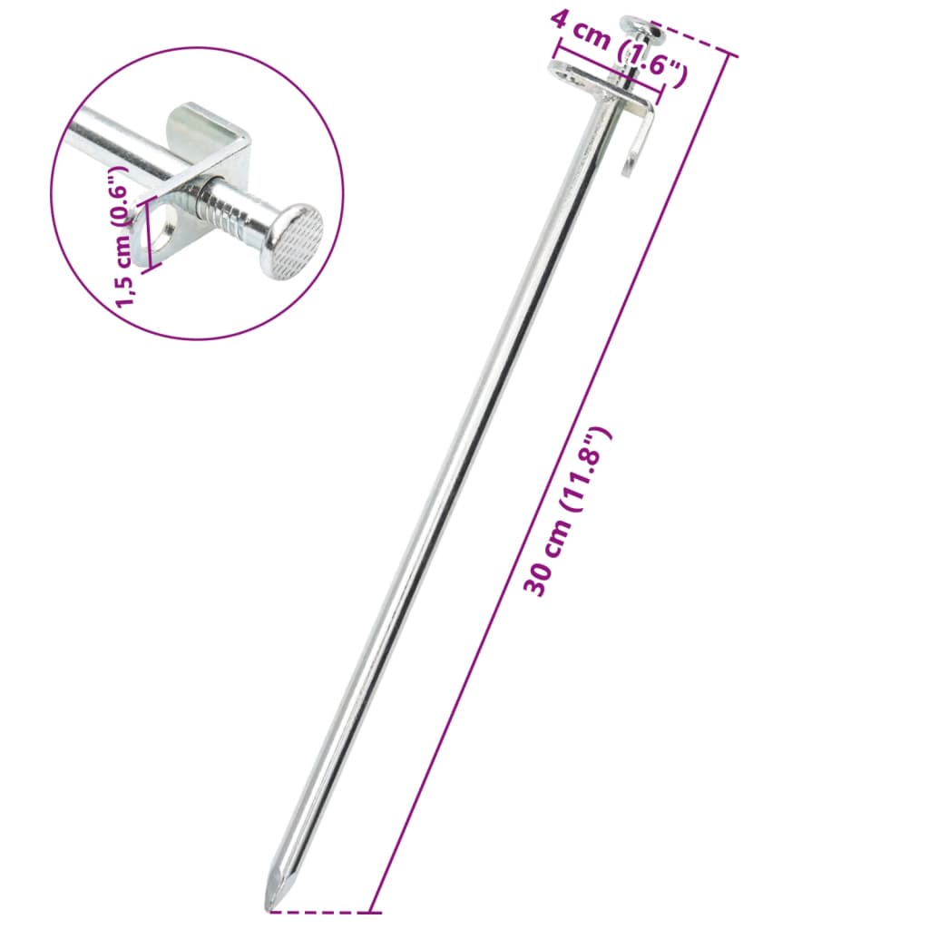 Piquets de tente 24 pcs 30 cm 8 mm acier galvanisé Accessoires de tente vidaXL