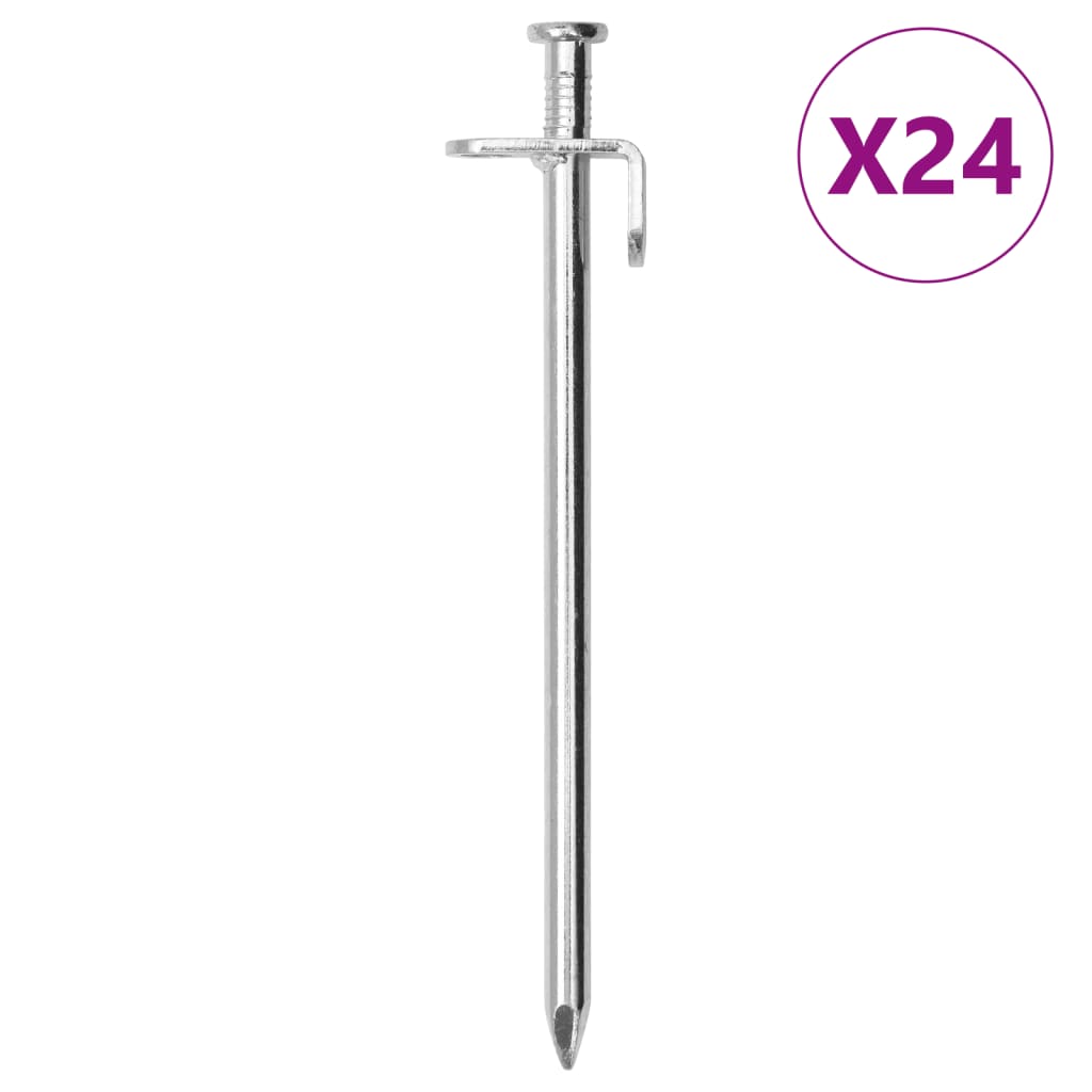 Piquets de tente 24 pcs 19,5 cm 8 mm acier galvanisé Accessoires de tente vidaXL
