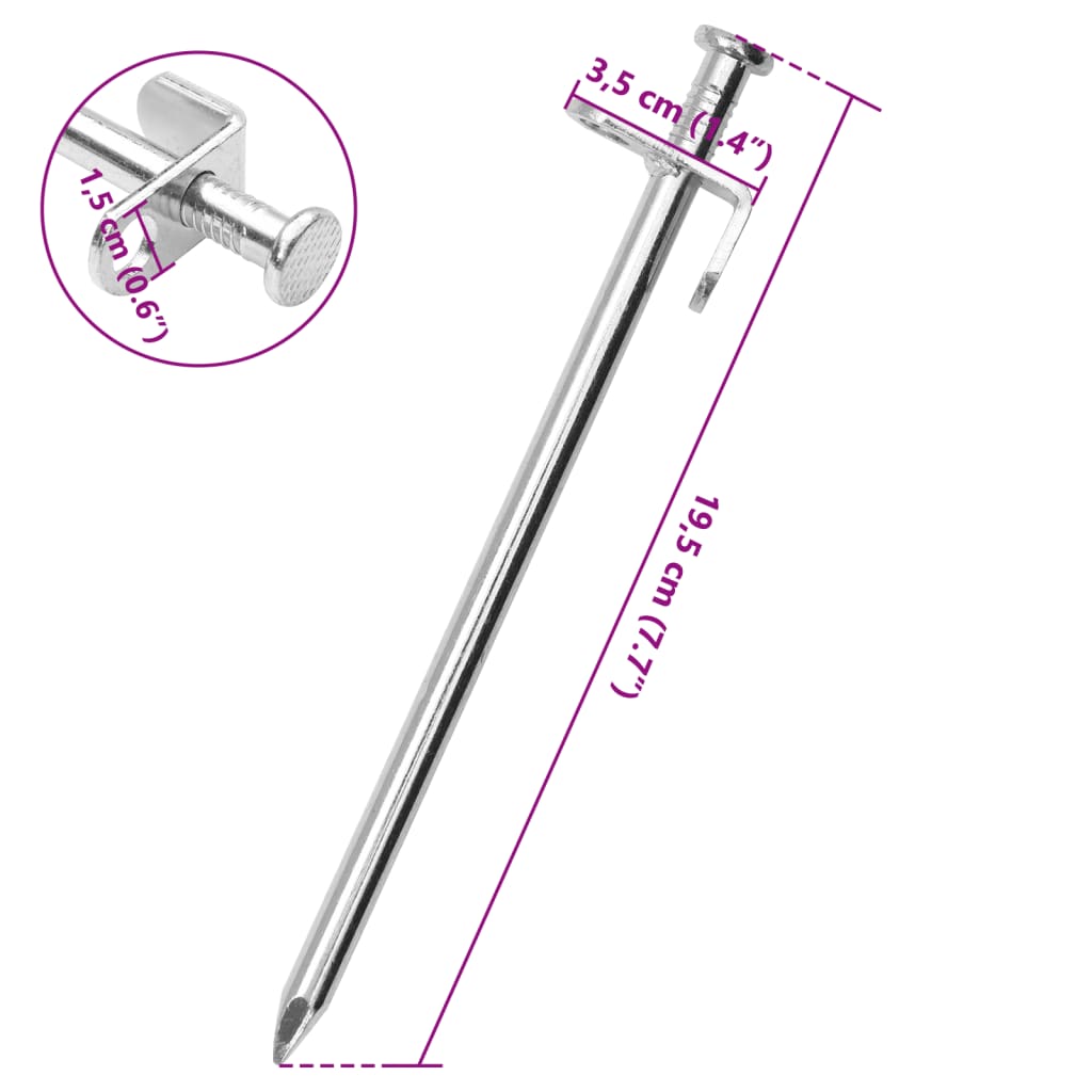 Piquets de tente 24 pcs 19,5 cm 8 mm acier galvanisé Accessoires de tente vidaXL