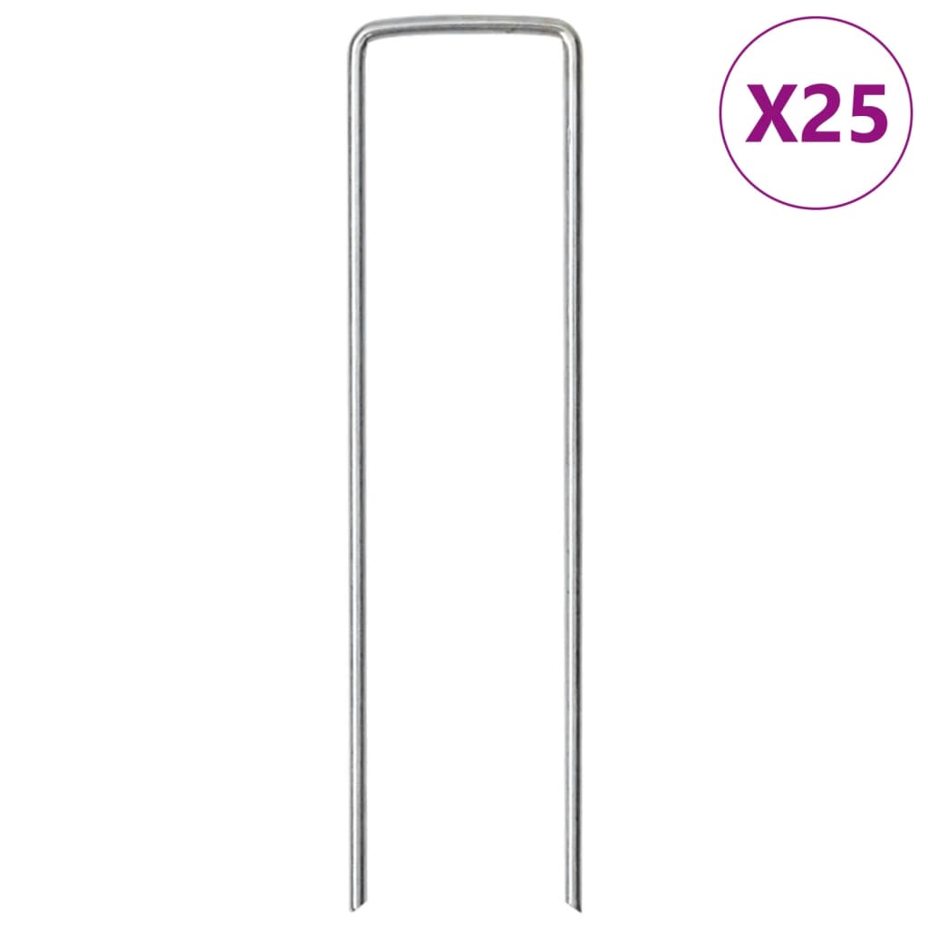 Piquets de sol en forme de U 25 pcs 15x3,5 cm acier galvanisé Accessoires de tente vidaXL