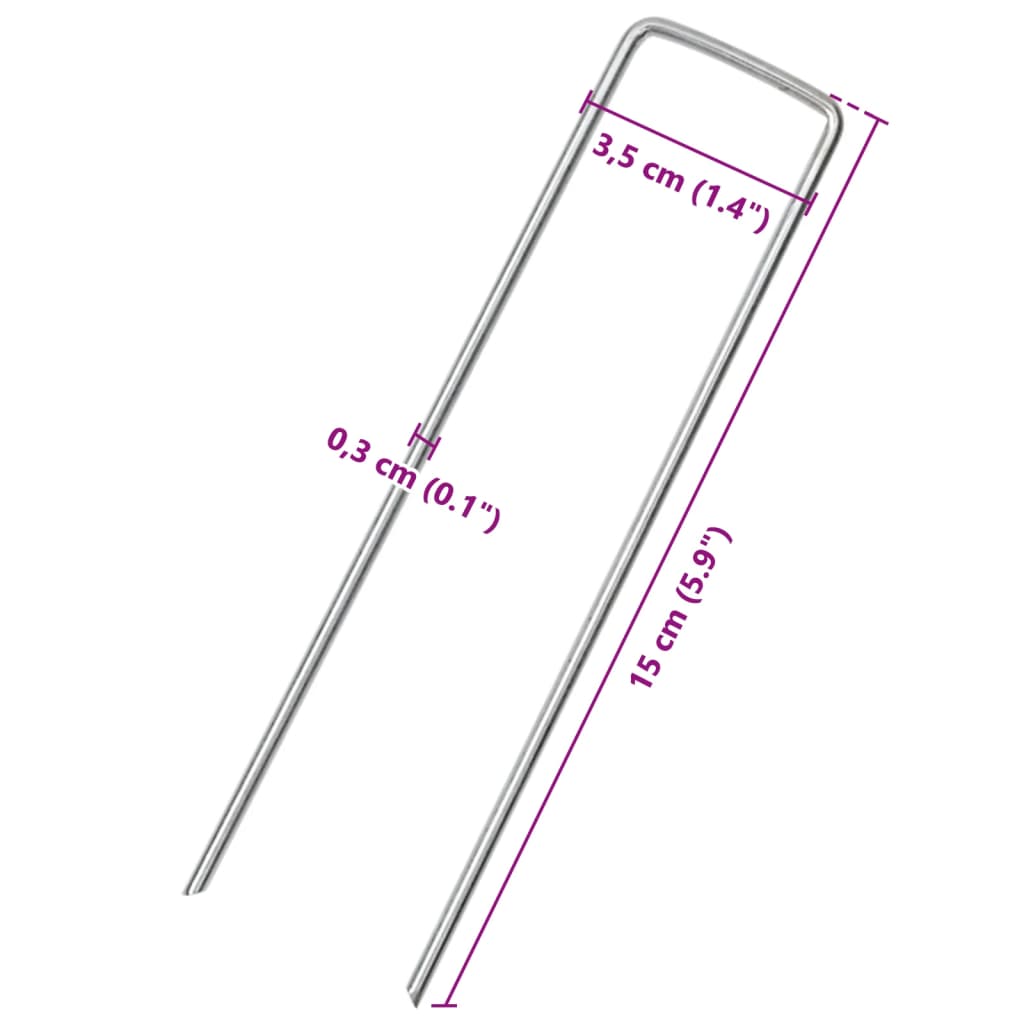 Piquets de sol en forme de U 50 pcs 15x3,5 cm acier galvanisé Accessoires de tente vidaXL