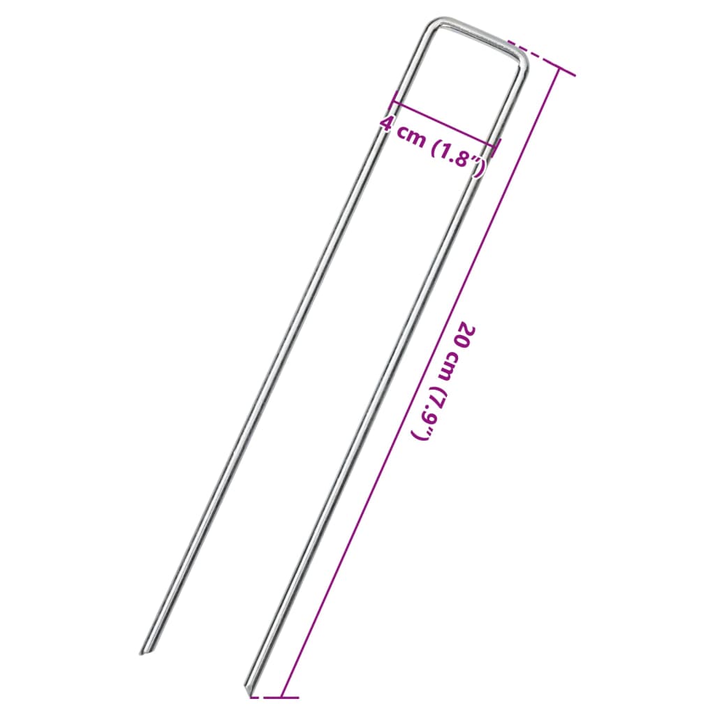 Piquets de sol en forme de U 25 pcs 20x4 cm acier galvanisé Accessoires de tente vidaXL
