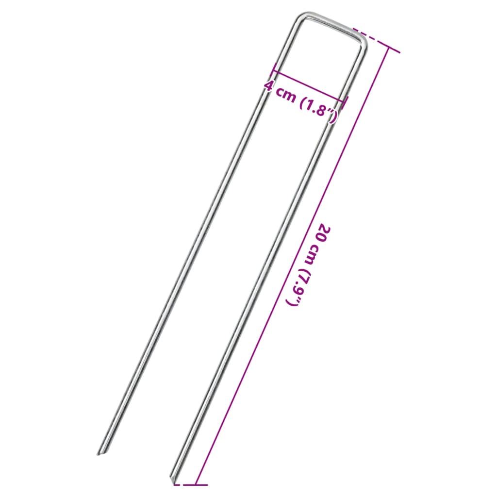 Piquets de sol en forme de U 50 pcs 20x4 cm acier galvanisé Accessoires de tente vidaXL