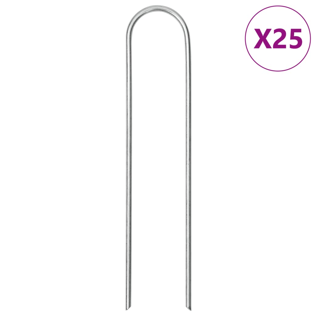 Piquets de sol en forme de U 25 pcs 15x3,5 cm acier galvanisé Accessoires de tente vidaXL
