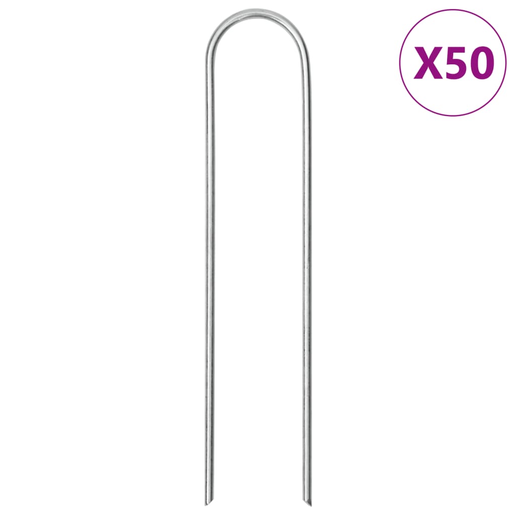 Piquets de sol en forme de U 50 pcs 15x3,5 cm acier galvanisé Accessoires de tente vidaXL