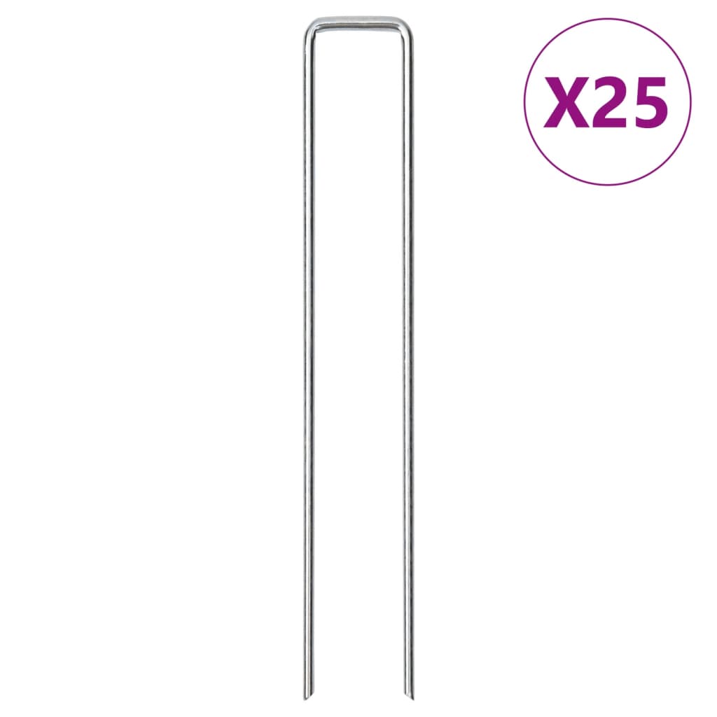 Piquets de sol en forme de U 25 pcs 20x3,5 cm acier galvanisé Accessoires de tente vidaXL