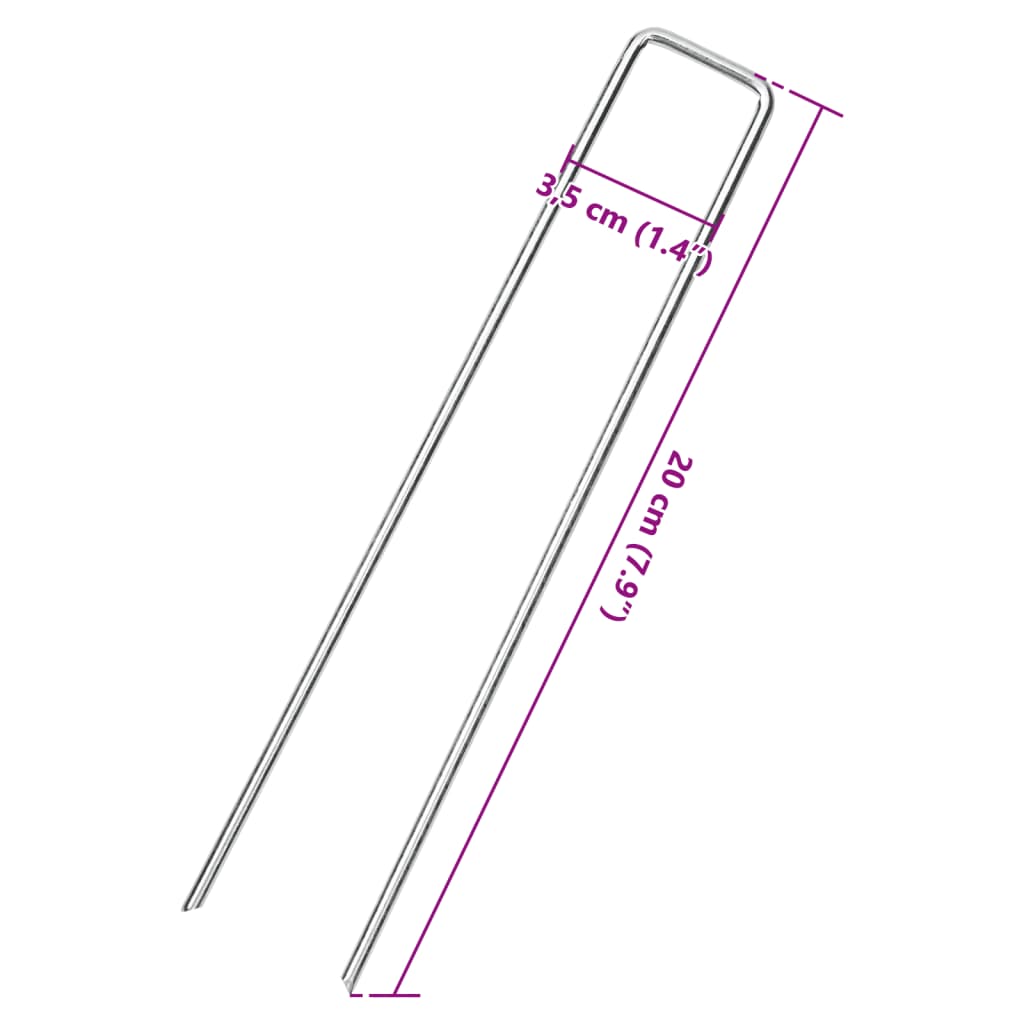 Piquets de sol en forme de U 25 pcs 20x3,5 cm acier galvanisé Accessoires de tente vidaXL