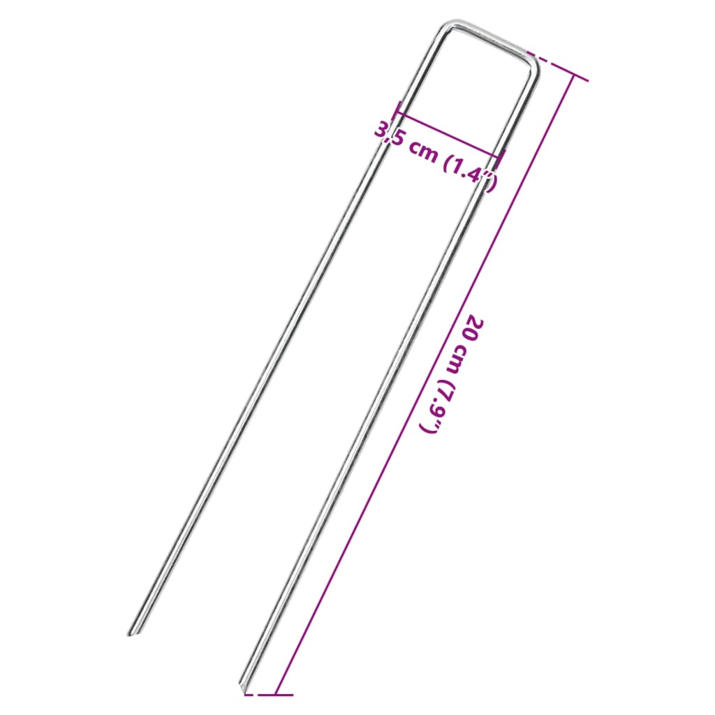 Piquets de sol en forme de U 50 pcs 20x3,5 cm acier galvanisé Accessoires de tente vidaXL