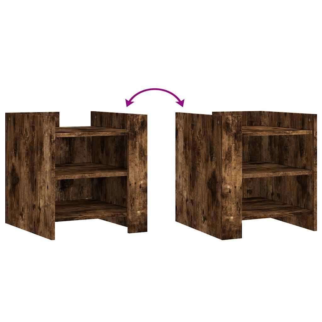 Table de chevet chêne fumé 45x50x50 cm bois d'ingénierie