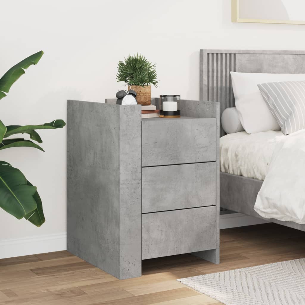 Table de chevet gris béton 45x50x65 cm bois d'ingénierie - XIOS