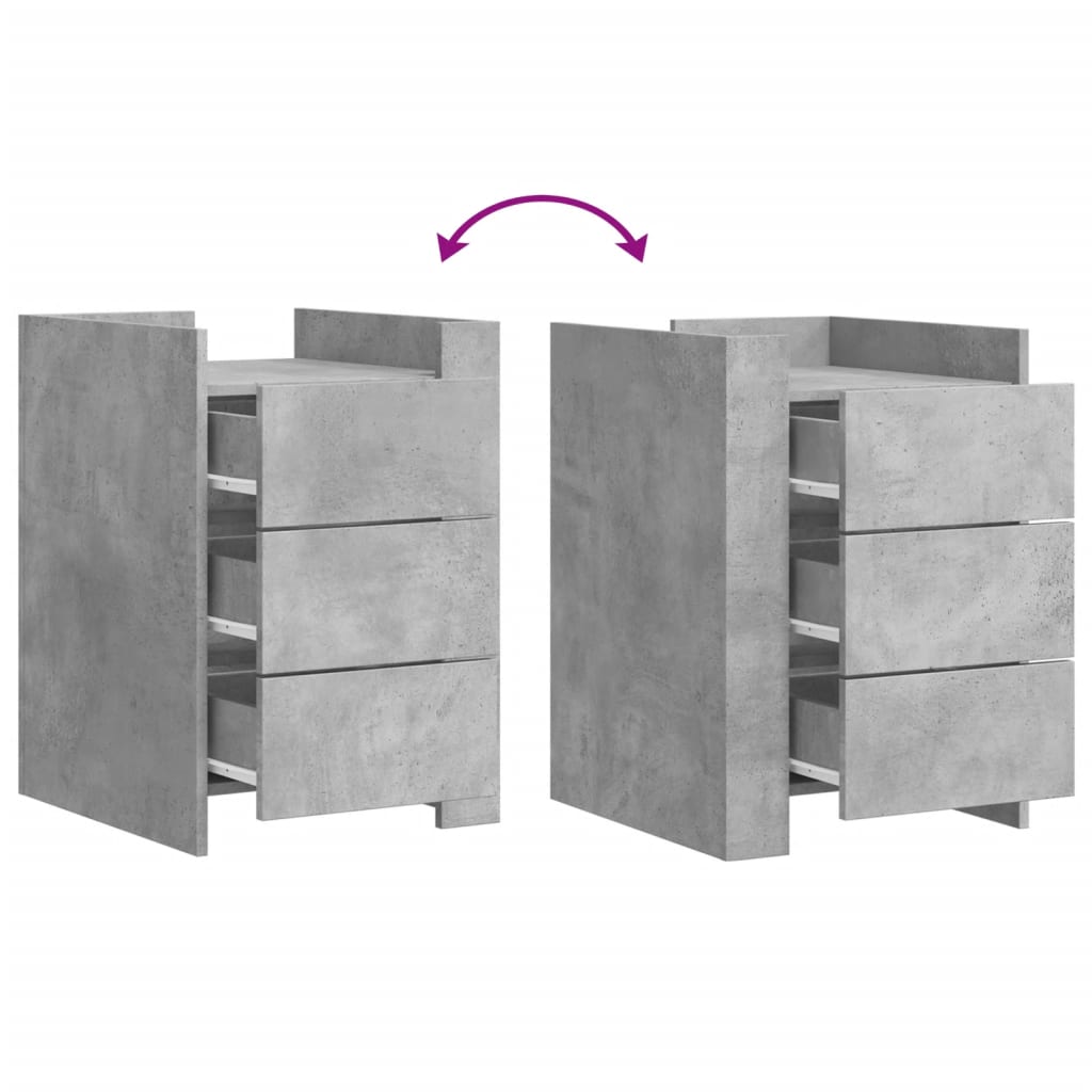 Table de chevet gris béton 45x50x65 cm bois d'ingénierie - XIOS