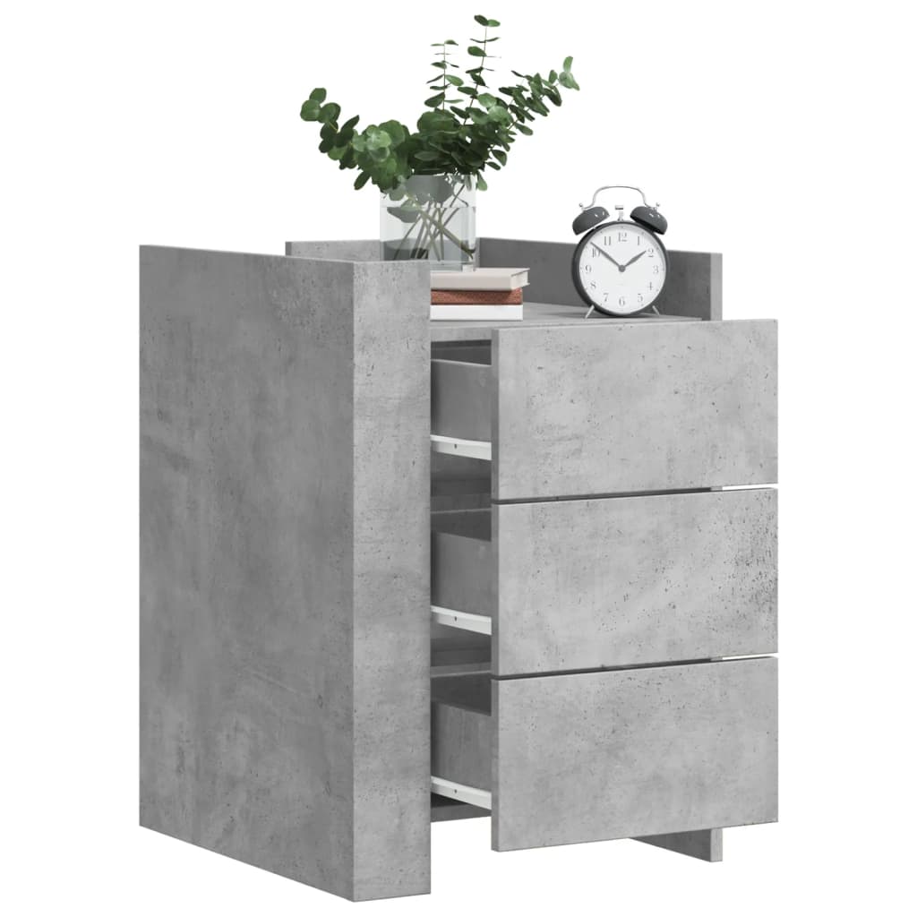 Table de chevet gris béton 45x50x65 cm bois d'ingénierie - XIOS
