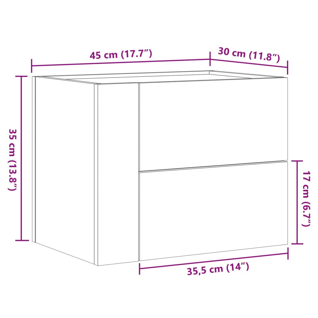 Table de chevet murale blanc 45x30x35 cm - XIOS