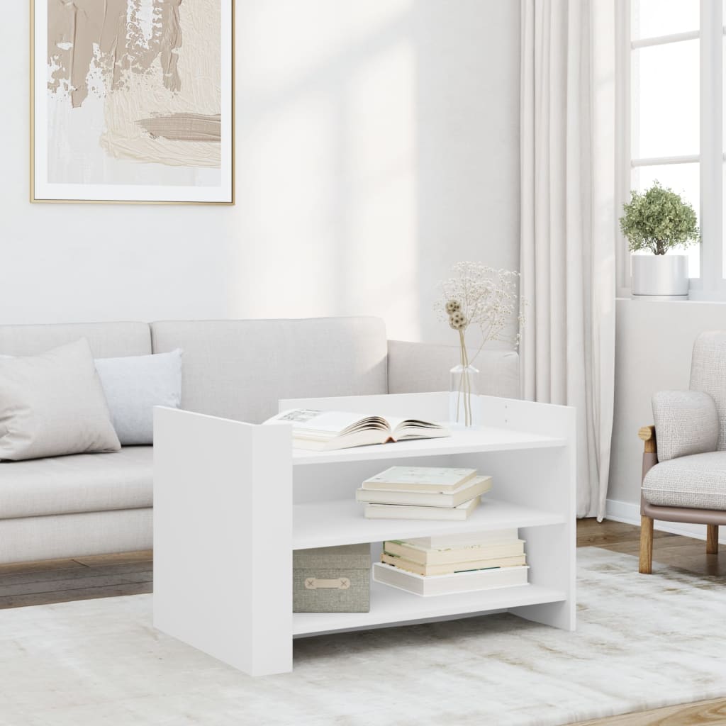 Table basse blanc 80x50x50 cm bois d'ingénierie XIOS