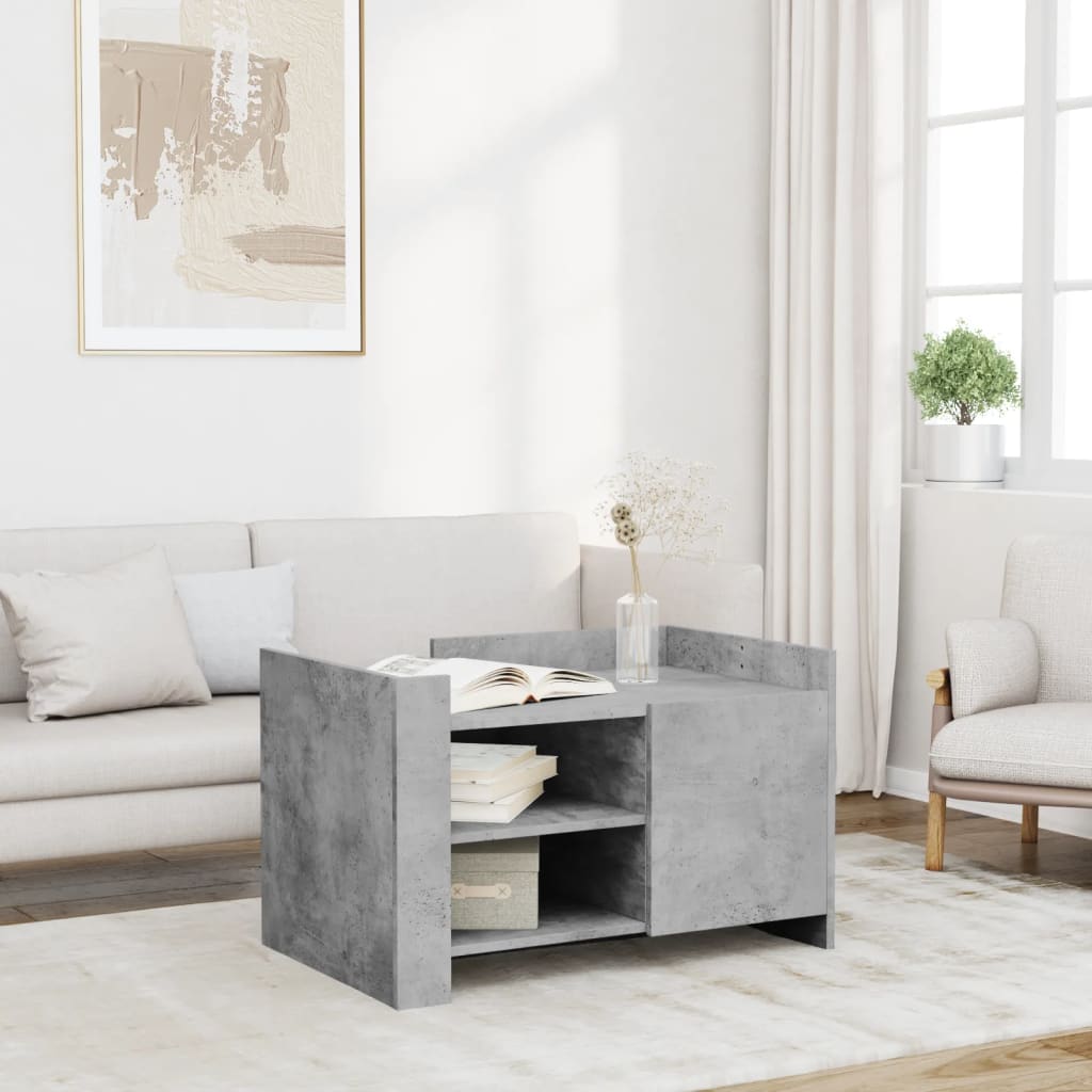 Table basse gris béton 80x50x50 cm bois d'ingénierie - XIOS