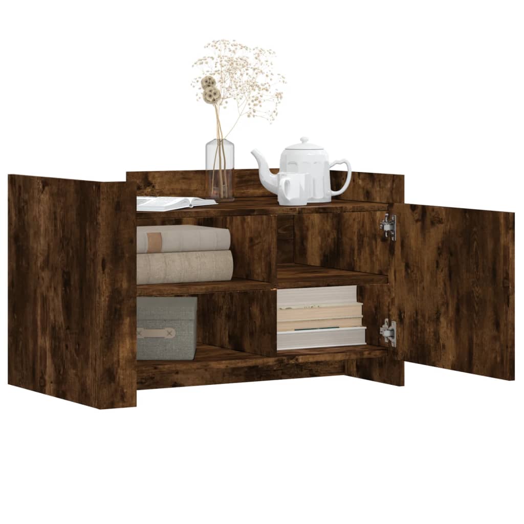 Table basse chêne fumé 80x50x50 cm bois d'ingénierie XIOS