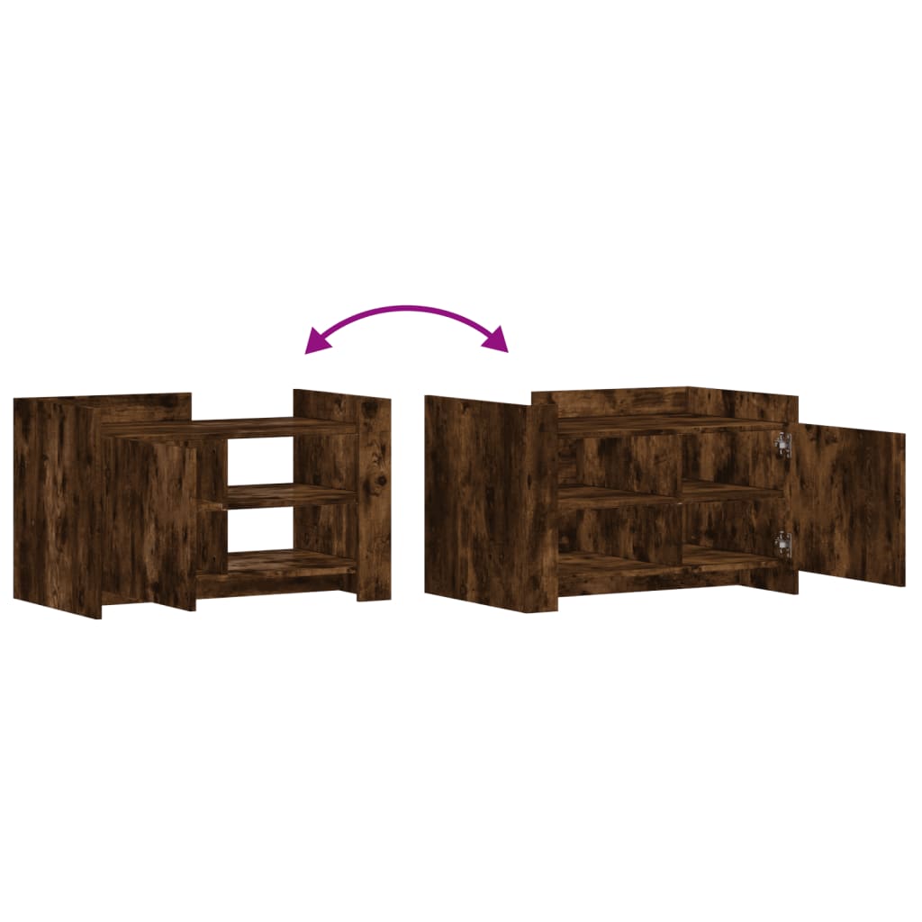 Table basse chêne fumé 80x50x50 cm bois d'ingénierie XIOS