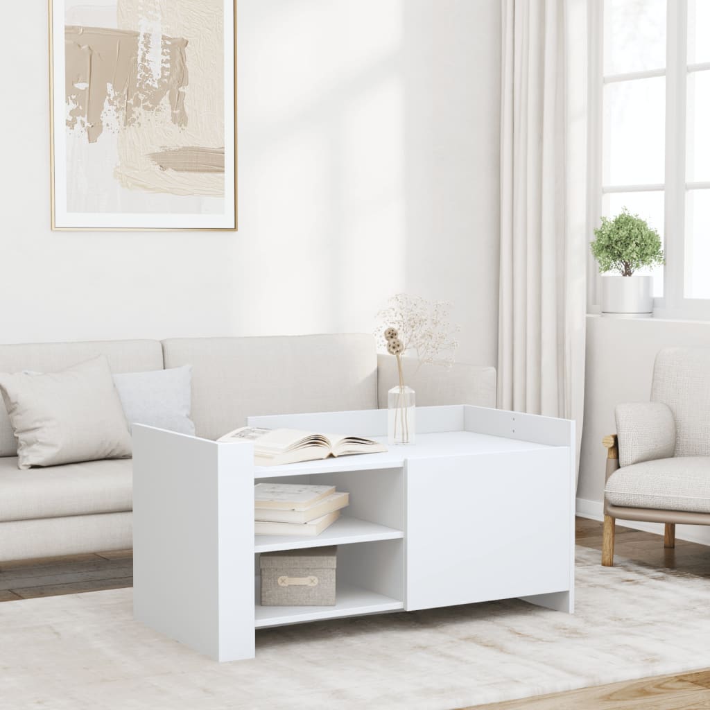 Table basse blanc 100x50x50 cm bois d'ingénierie - XIOS