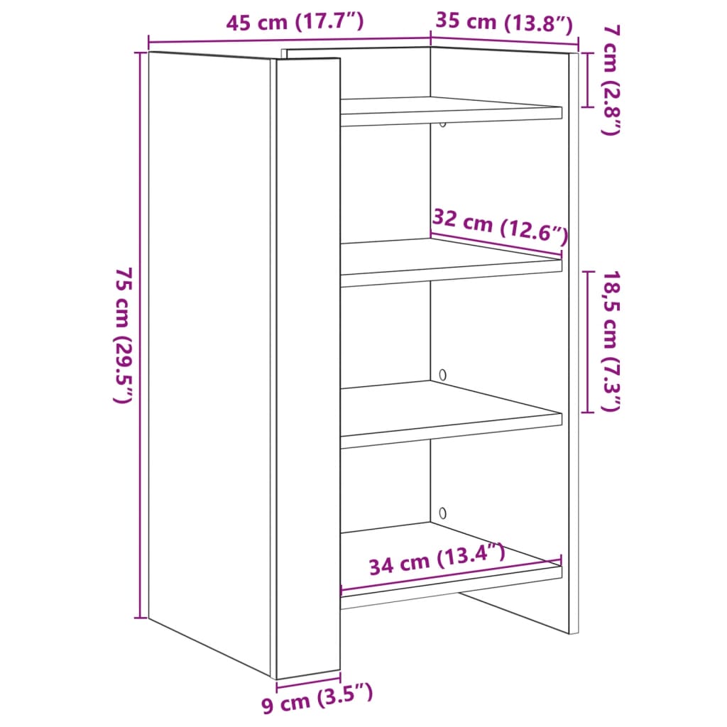 Buffet chêne sonoma 45x35x75 cm bois d'ingénierie - XIOS
