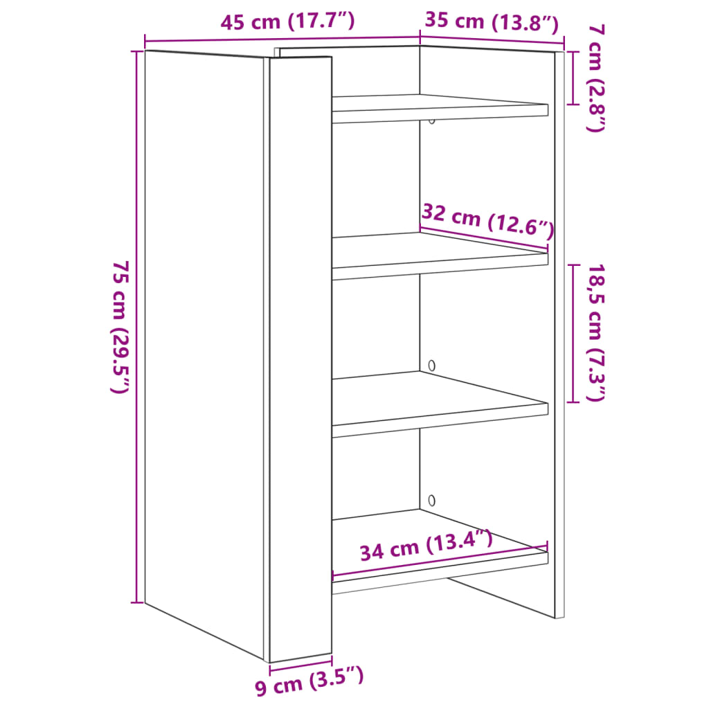 Buffet gris béton 45x35x75 cm Bois d'ingénierie - XIOS