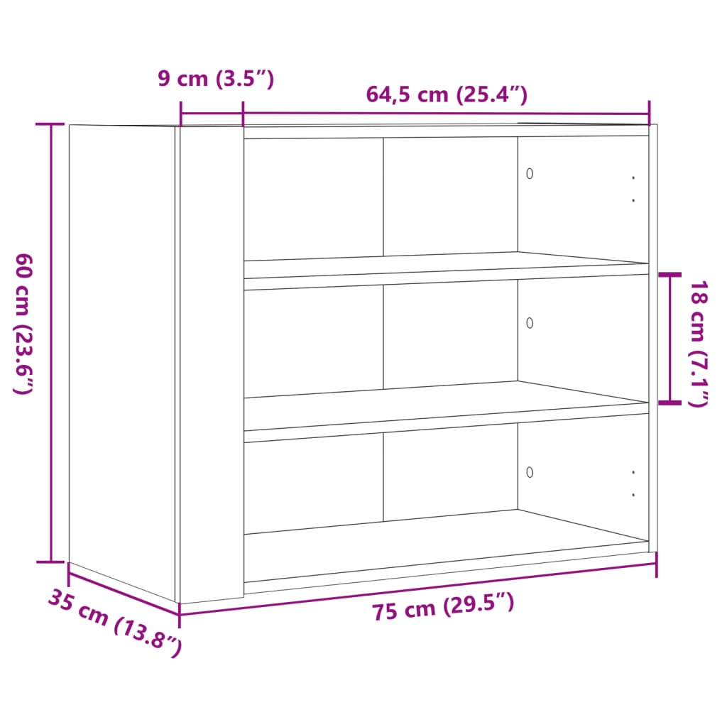Armoire murale chêne marron 75x35x60 cm bois d'ingénierie - XIOS