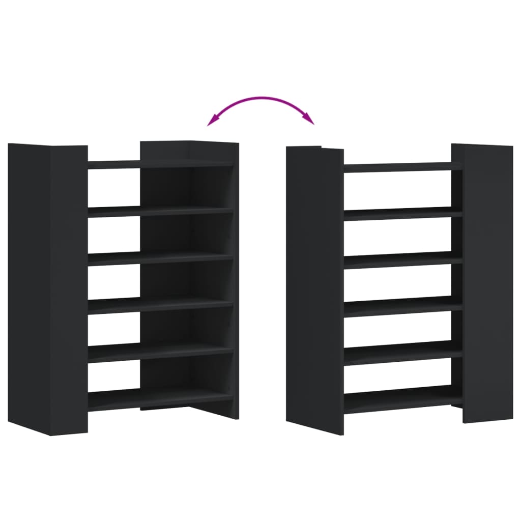 Armoire à chaussures noir 74,5x37,5x100 cm bois d'ingénierie - XIOS