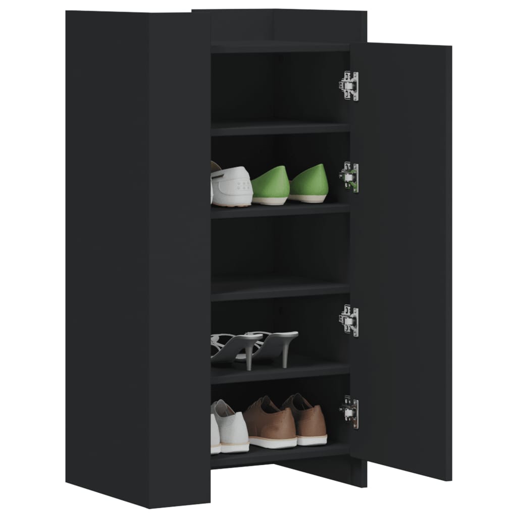 Armoire à chaussures noir 52x37,5x100 cm bois d'ingénierie - XIOS