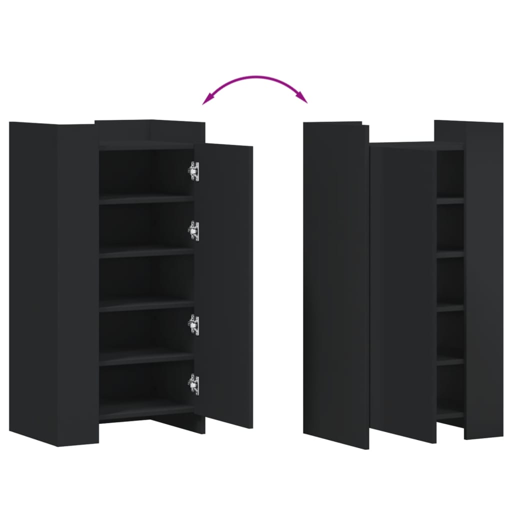Armoire à chaussures noir 52x37,5x100 cm bois d'ingénierie - XIOS