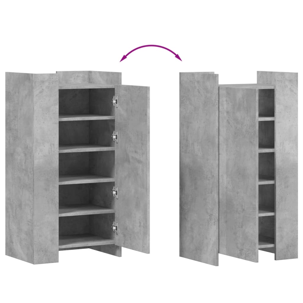 Armoire à chaussures gris béton 52x37,5x100cm bois d'ingénierie - XIOS