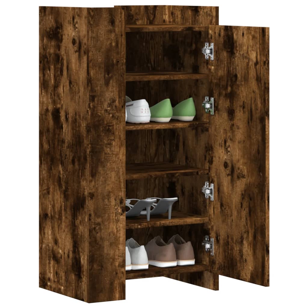 Armoire à chaussures chêne fumé 52x37,5x100cm bois d'ingénierie - XIOS