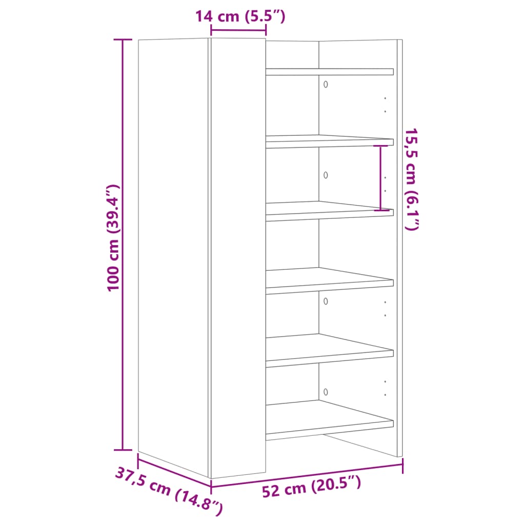 Armoire à chaussures blanc 52x37,5x100 cm bois d'ingénierie - XIOS