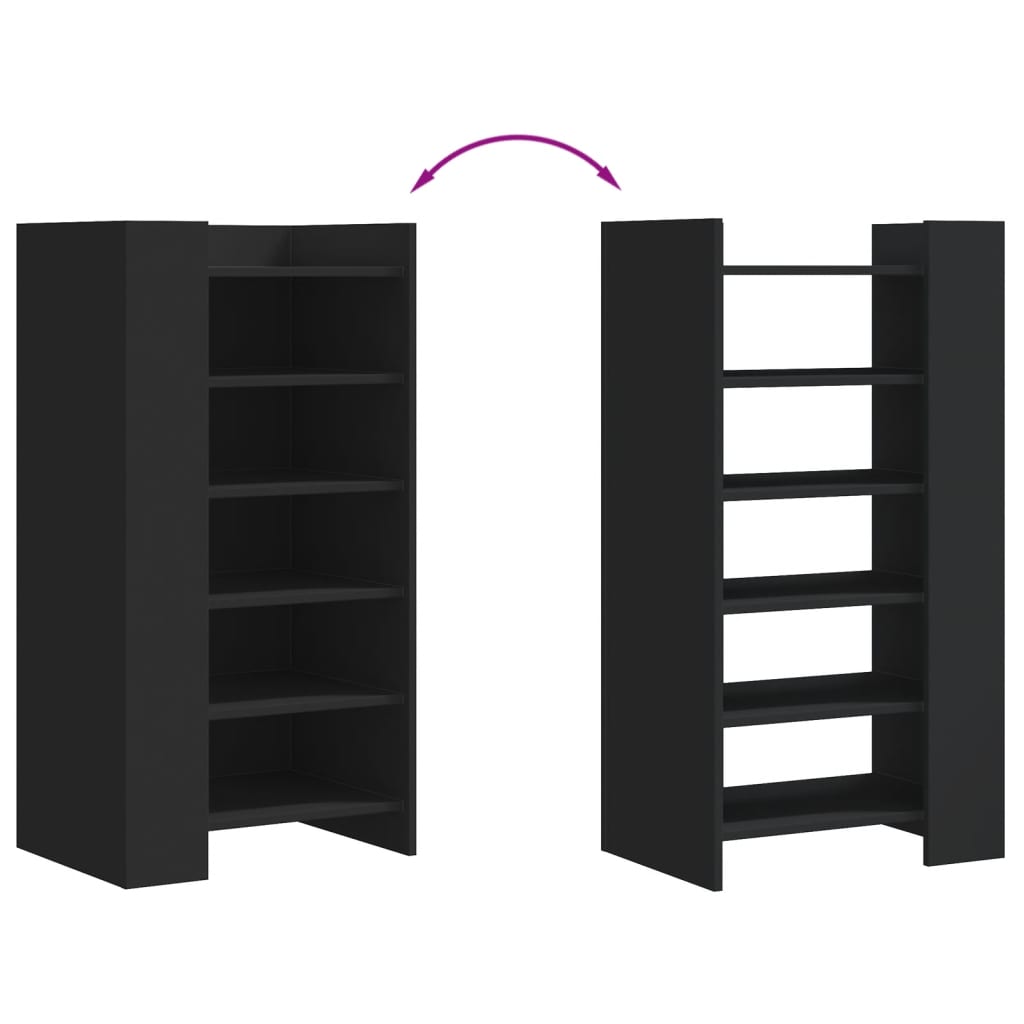 Armoire à chaussures noir 52x37,5x100 cm bois d'ingénierie - XIOS