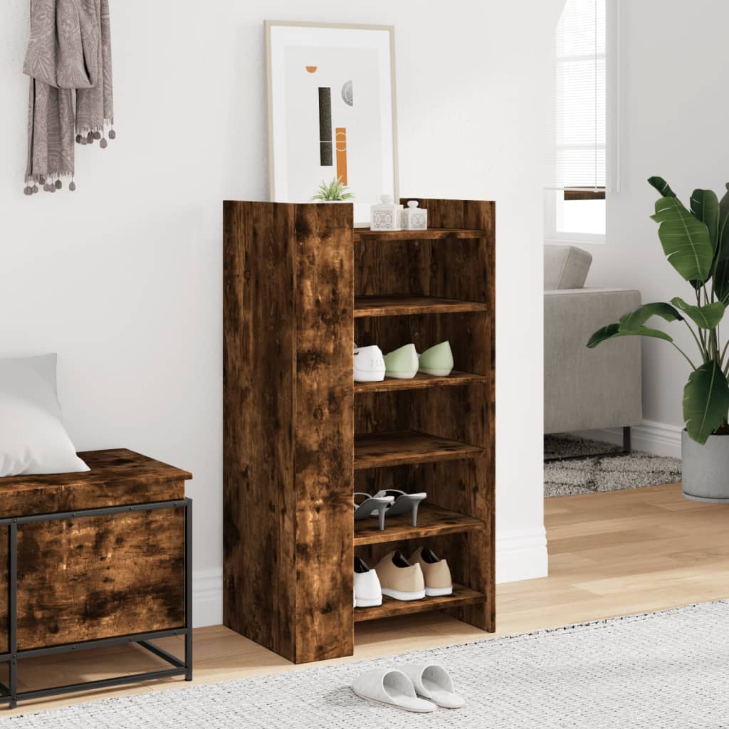 Armoire à chaussures chêne fumé 52x37,5x100cm bois d'ingénierie - XIOS