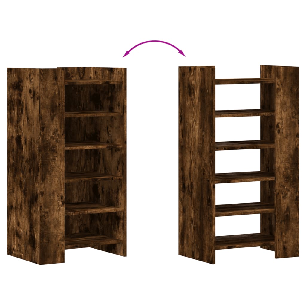 Armoire à chaussures chêne fumé 52x37,5x100cm bois d'ingénierie - XIOS
