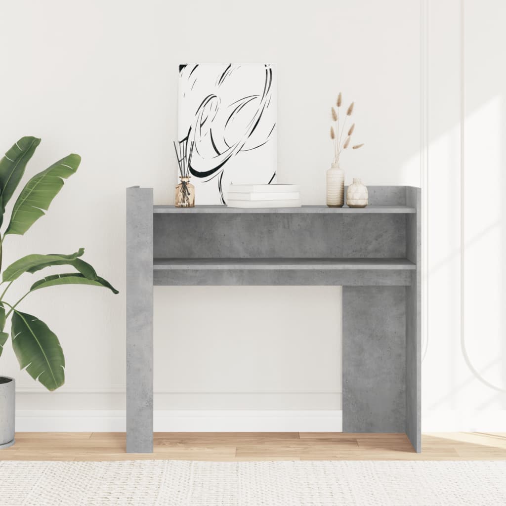 Table console gris béton 100x35x90 cm bois d'ingénierie - XIOS