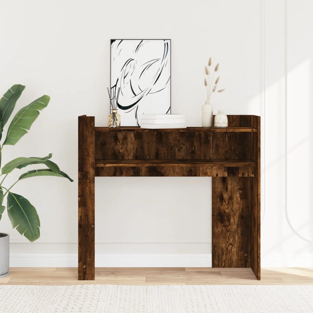 Table console chêne fumé 100x35x90 cm bois d'ingénierie - XIOS