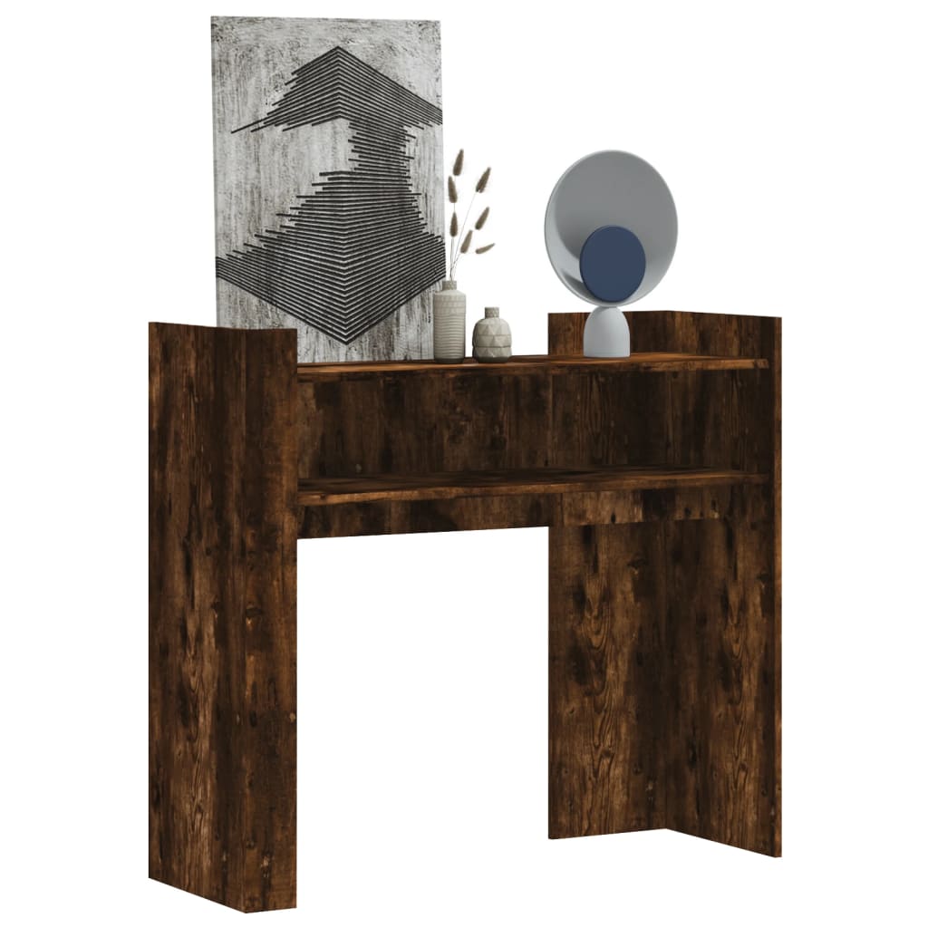 Table console chêne fumé 100x35x90 cm bois d'ingénierie - XIOS